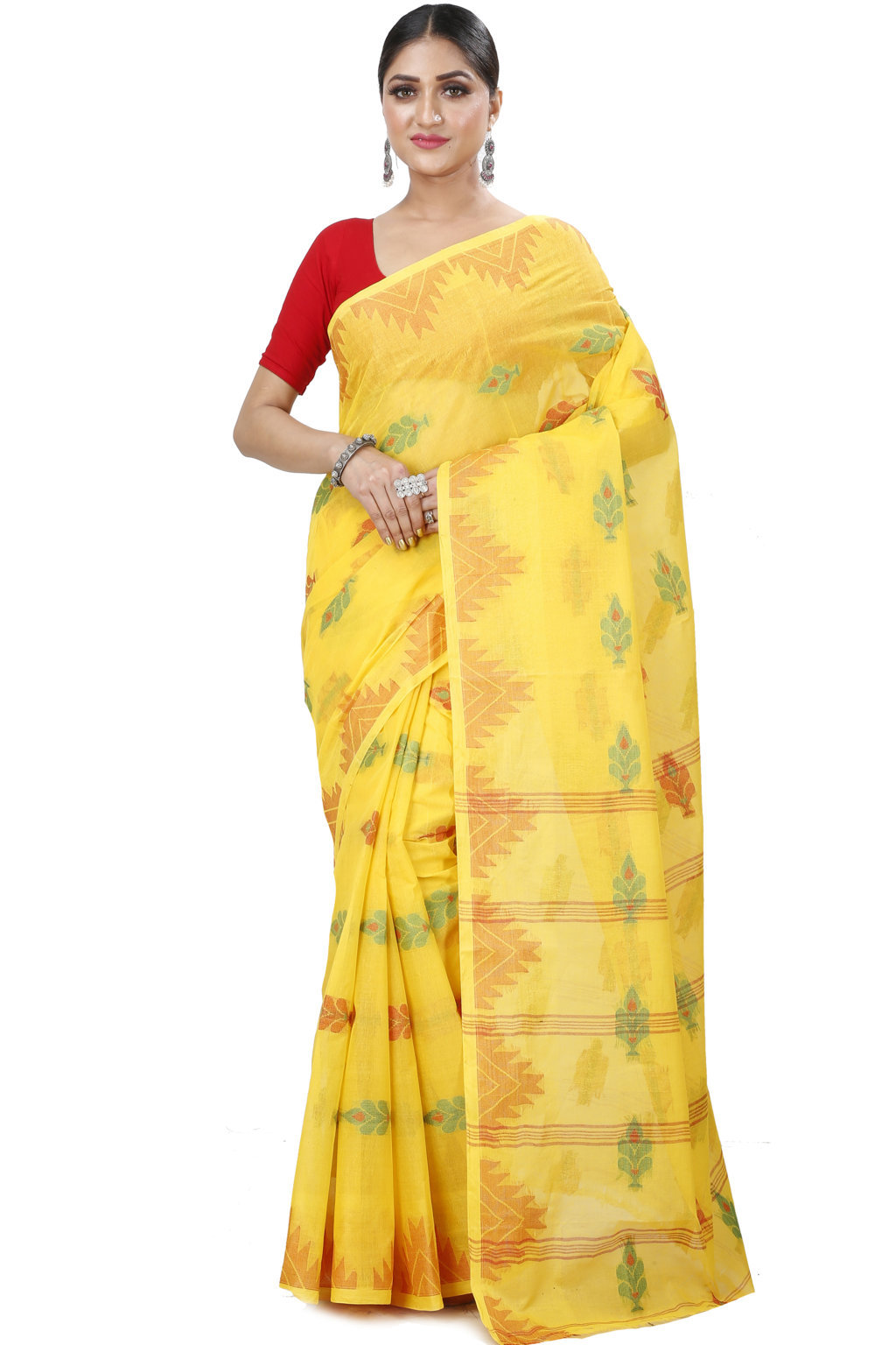 Yellow Pure Cotton Sidra Tant Saree (1034)